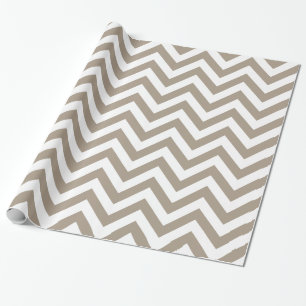 Papier Cadeau Taupe Blanc XL Chevron ZigZag Motif