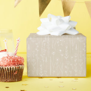 Papier cadeau Taupe Fleur sauvage Floral Baby Show