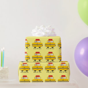 Papier Cadeau Taxi Design Anniversaire