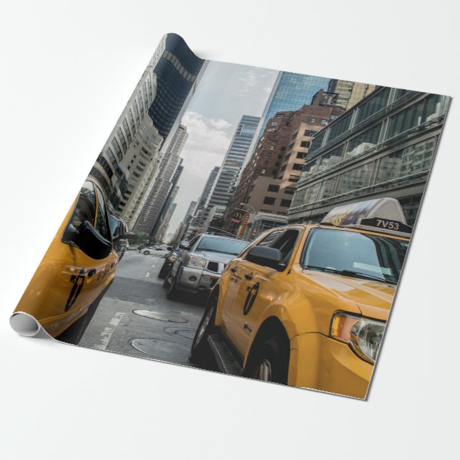 Papier Cadeau Taxis jaunes iconiques de New York City (Déroulé)