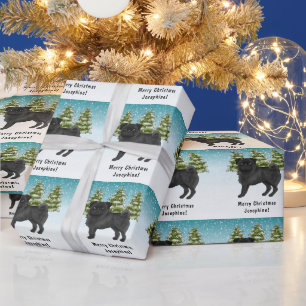 Papier Cadeau Tchiot Carlin Mignon Chien de Dessin Animé Forêt H