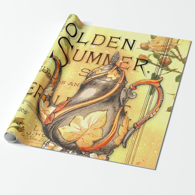 Papier Cadeau Tea Golden Ephemera Découpage d'enrobage Pap (Déroulé)