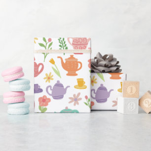 Papier Cadeau Tea Party Née Printemps de Pâques Floral Coloré