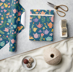 Papier Cadeau Tea Party Née Printemps de Pâques Floral Coloré