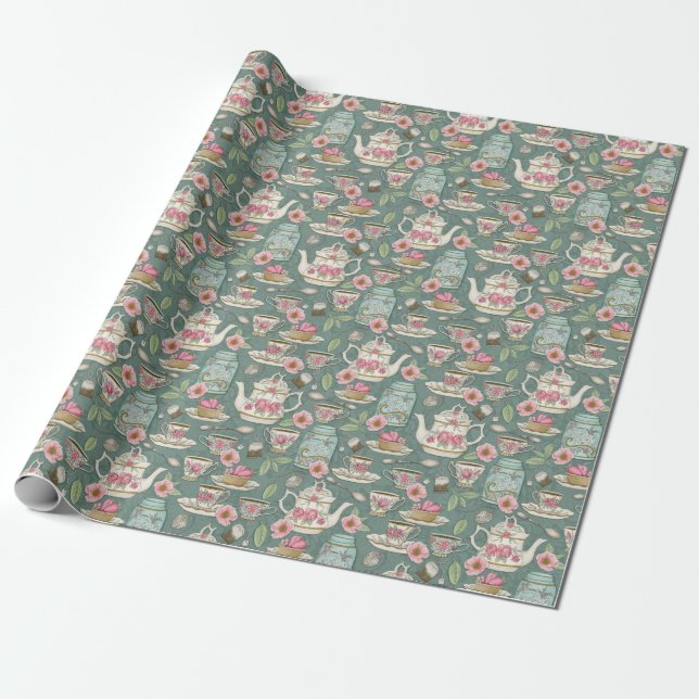Papier Cadeau Tea Party vintage (Déroulé)