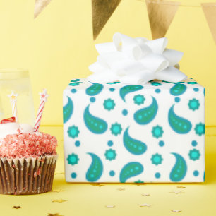 Papier Cadeau Teal et bleu motif floral Paisley Moderne Boho