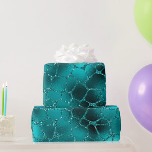Papier Cadeau Teal ombre Glam Glitter Giraffe Spots
