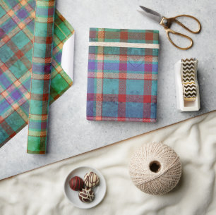 Papier Cadeau  Teal, Rouille & Émeraude Écossais 