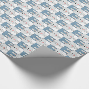Papier Cadeau Team Bunny Face - gris et bleu v2