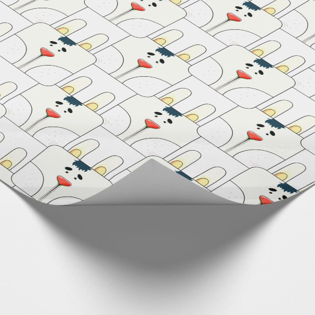 Papier Cadeau Team le visage de lapin - jaune et blanc - v2 (Coin)