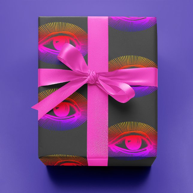 Papier Cadeau Techno Holographic Eye on Grey | (Créateur téléchargé)