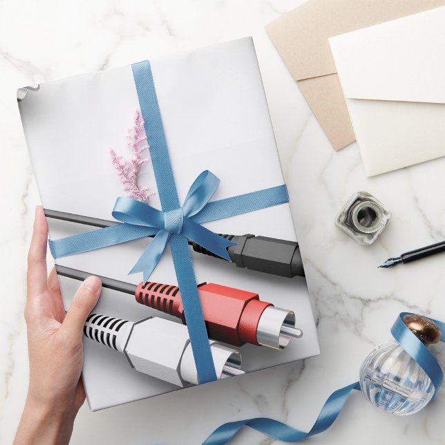 Papier Cadeau Technologie Vintage des câbles audio (Créateur téléchargé)