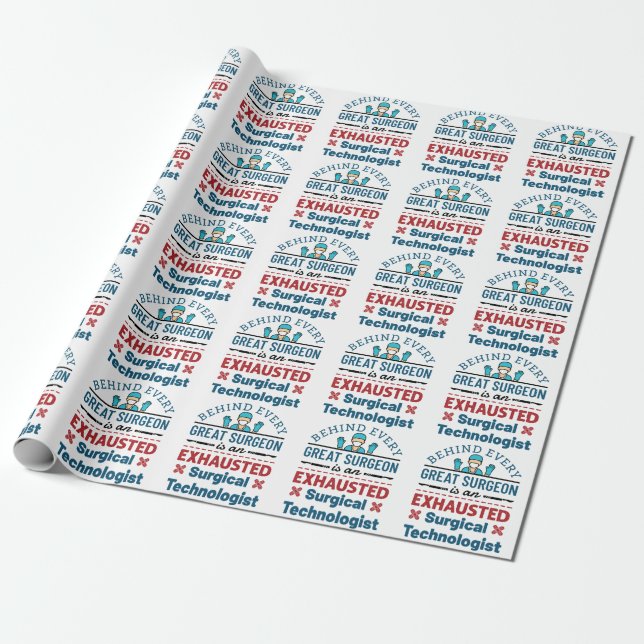 Papier Cadeau Technologue chirurgical épuisé Funny Scrub Tech (Déroulé)
