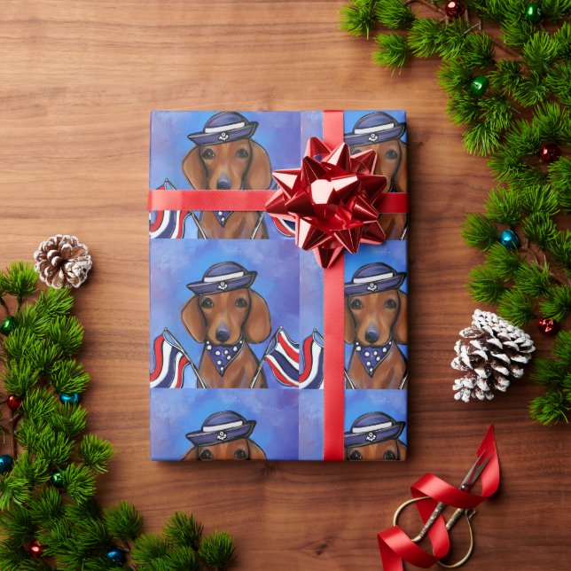 Papier Cadeau Teckel    (Cadeau de vacances)