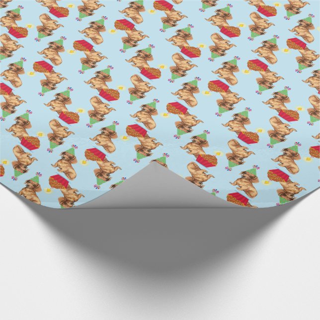 Papier Cadeau Teckel de petit gâteau d'anniversaire (Coin)