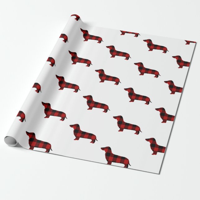 Papier Cadeau Teckel de plaid de Buffalo (Déroulé)