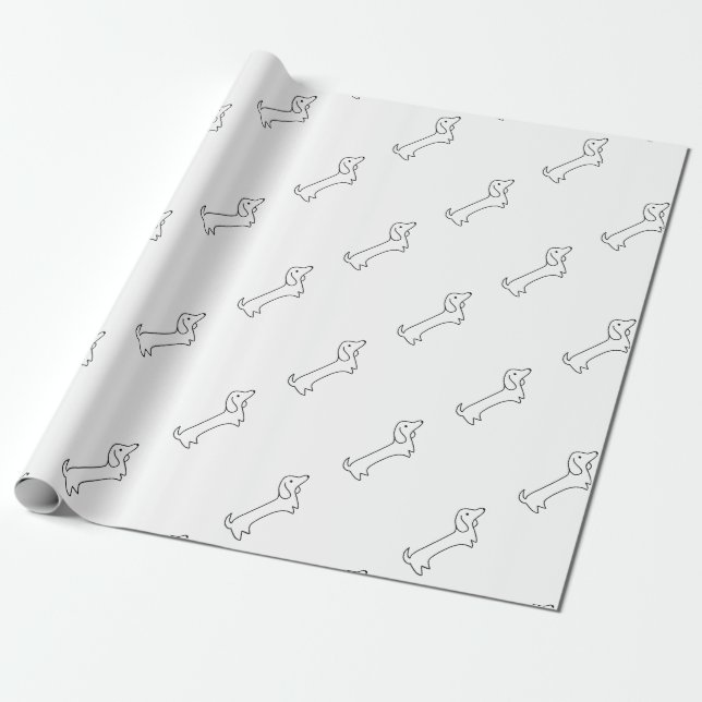 PAPIER CADEAU TECKEL, HOT-DOG, CHIEN DE SAUCISSE, MIGNON, (Déroulé)
