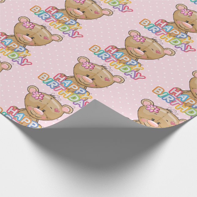 Papier Cadeau Teddy Bear 1ère fête d'anniversaire (Coin)