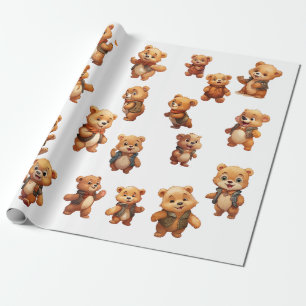Papier Cadeau Teddy Bear Anniversaire Papier Enveloppant Rouleau