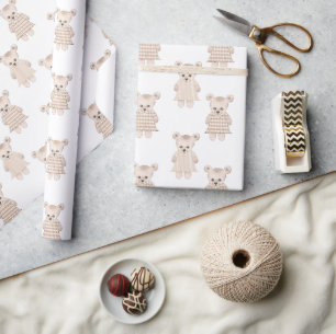 Papier Cadeau Teddy Bear Girl en Baby shower vestimentaire