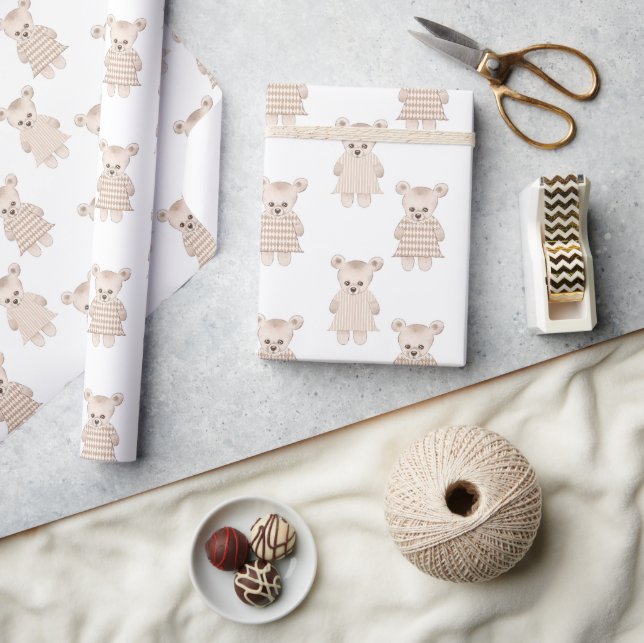 Papier Cadeau Teddy Bear Girl en Baby shower vestimentaire (Artisanat)