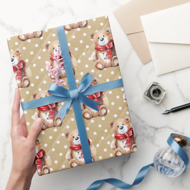 Papier Cadeau Teddy Bear Pois (Cadeaux)