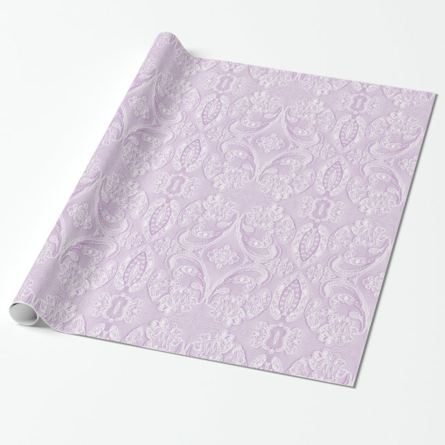 Papier Cadeau Teintes de dentelle fleurie de lavande (Déroulé)