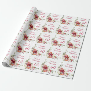 Papier Cadeau Teintes de rose Fleur de pivoine blanche Joyeux an