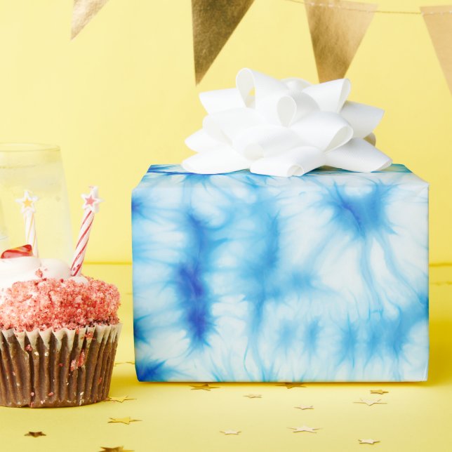 Papier Cadeau Teinture de tourbe bleu blanc (Fête d'anniversaire)