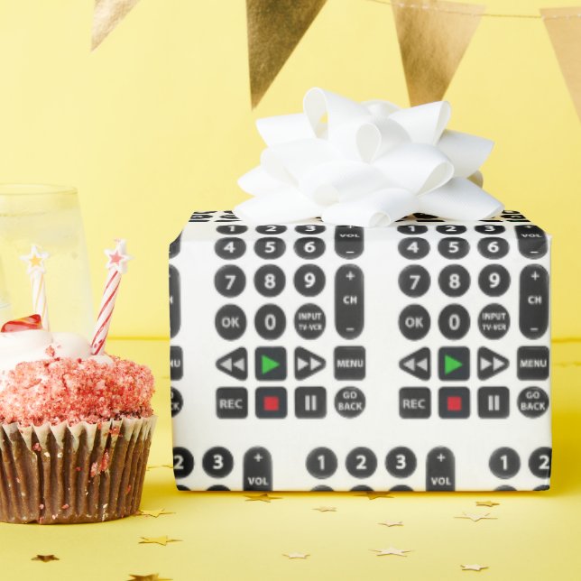 Papier Cadeau Télécommande TV avec bouton magnétoscope (Fête d'anniversaire)