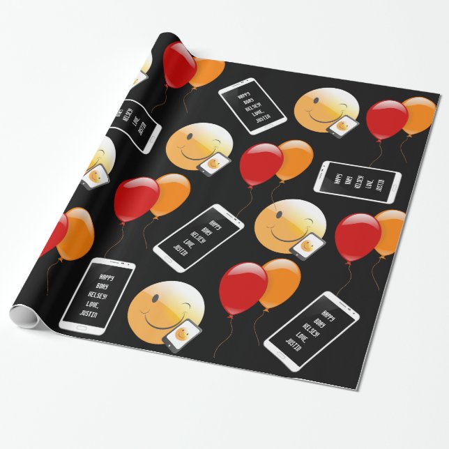 Papier Cadeau Téléphone cellulaire personnalisé Anniversaire (Déroulé)