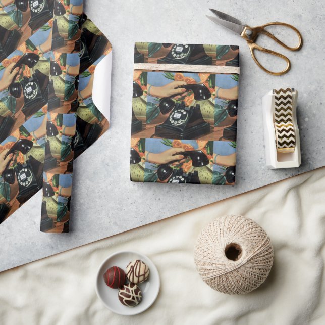 Papier Cadeau Téléphone rétro avec cadran Rotary, affaires Vinta (Artisanat)