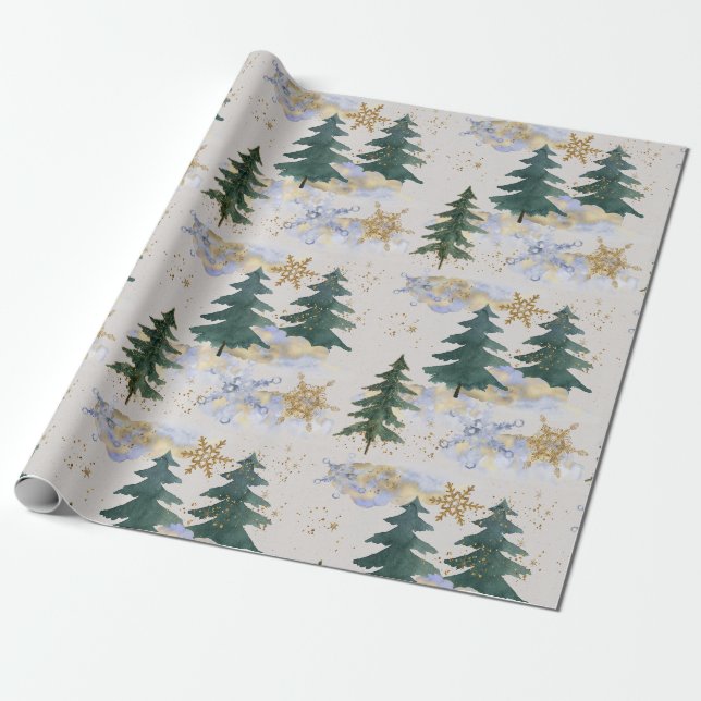 Papier Cadeau Tempête de neige hivernale dans le papier d'envelo (Déroulé)