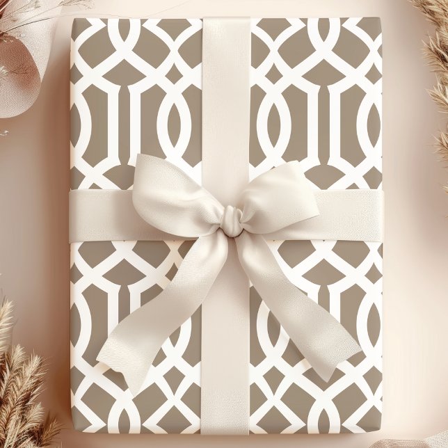Papier Cadeau Tendance Mocha Brown Trellis Motif marocain (Créateur téléchargé)