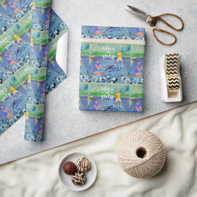 Papier Cadeau Tennis 60e anniversaire pour le joueur de tennis (Artisanat)