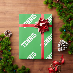 Papier Cadeau TENNIS Amusant Athlétique Texte Blanc Sur Fond Ver