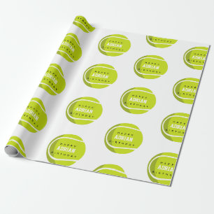 Papier Cadeau Tennis Ball Anniversaire fête Nom personnalisé