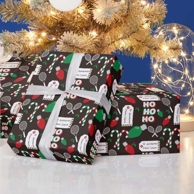 Papier Cadeau Tennis de Noël sur mesure et papier d'enveloppemen (Vacances)