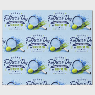 Papier Cadeau Tennis Fête des Pères pour Papa Aquarelle Bleue