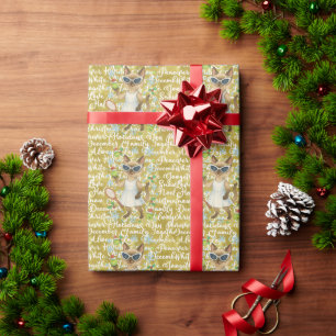 Papier Cadeau Tennis Noël thématisé pour joueur qui aime chat