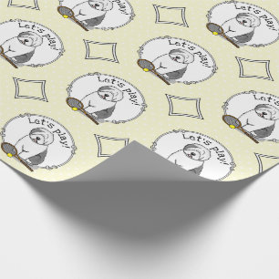 Papier Cadeau Tennis Old English Sheepdog (Gris 1) Chien mignonn
