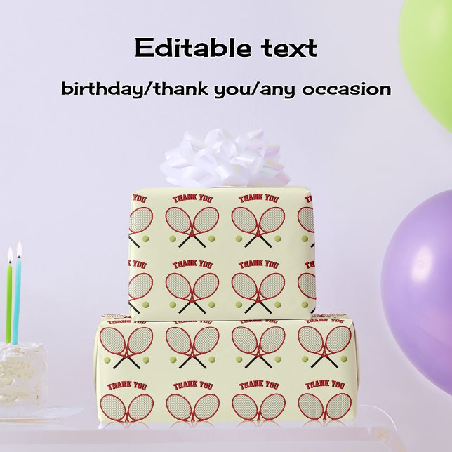 Papier Cadeau Tennis rouge thème personnalisé texte à chaque occ (Créateur téléchargé)