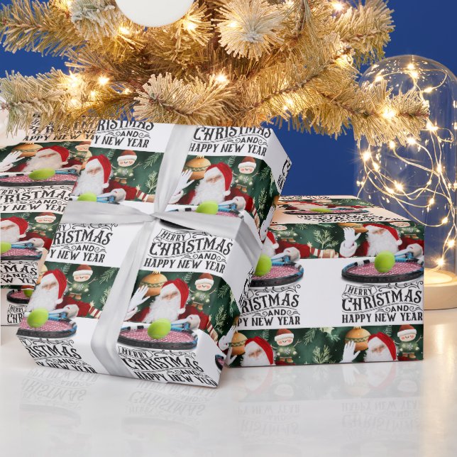 Papier Cadeau Tennis thème de Noël avec le Père Noël (Vacances)