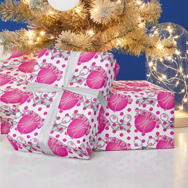 Papier Cadeau Tennis très rose jeu de balle (Vacances)