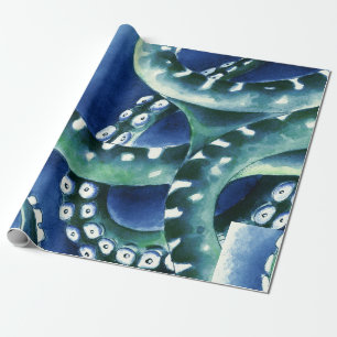 Papier Cadeau Tentacles verts bleus
