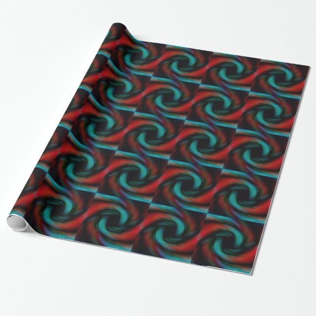 Papier Cadeau Tentacules rouges et verts (Déroulé)