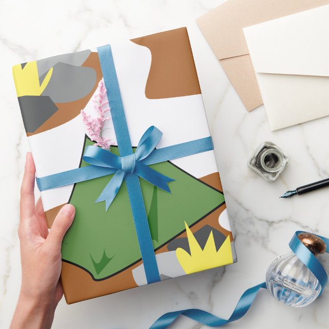 Papier Cadeau Tente de camping et feu de camp Aventure en plein  (Créateur téléchargé)