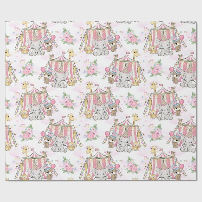 Papier Cadeau Tente d'éléphant de cirque de bébé (Plat)