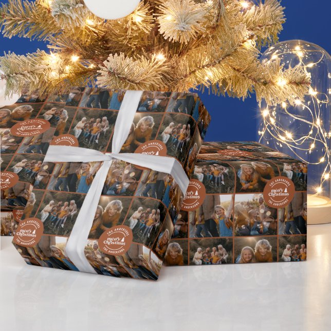 Papier Cadeau Terracotta multi photo Noël moderne minima (Vacances)