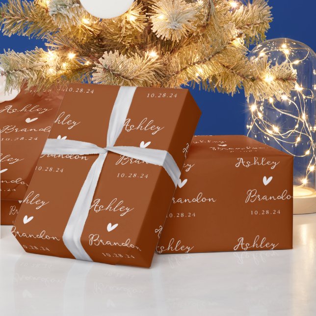 Papier Cadeau Terracotta personnalisée Mariage moderne cadeau (Vacances)